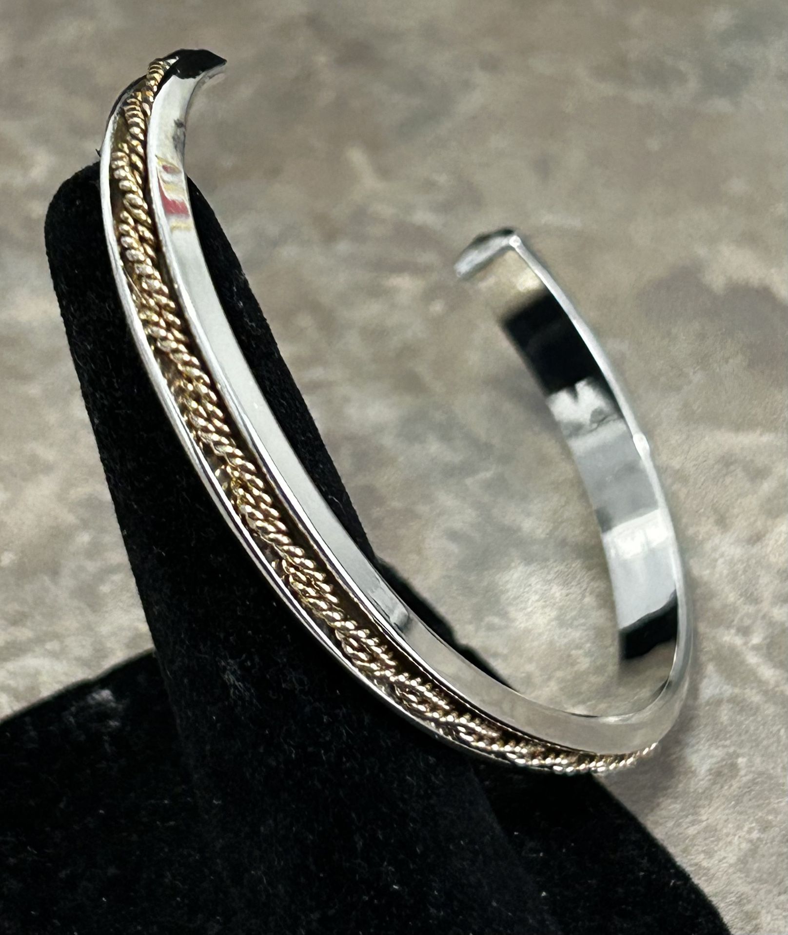 925 Sterling Silver And Gold Plated Cuff Bracelet
