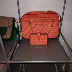 New Tangerine Michael Kors Crossbody With Wallet