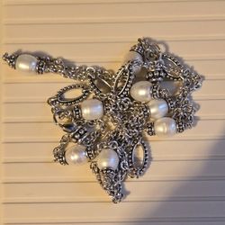 Silver And Pearl Necklace