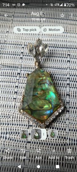 VINTAGE Abalone Shell Pendant earing with Crystal Accents (vintage)