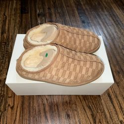 Kith Kithmas Tan Suede Monogram Shearling Slippers Size 43 SOLD OUT