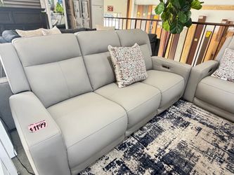 White Leather Reclining couch from Costco