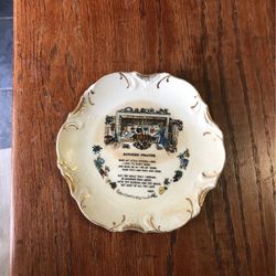 Vintage Kitchen Prayer Plate Trimmed In 18 K Gold 