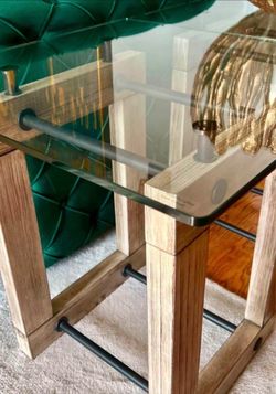 Used like new two worsen glass metal side tables 24”H/24”W