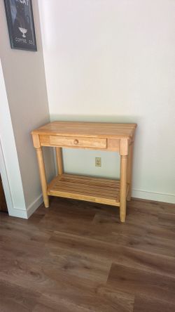 Solid Wood Farmhouse Console Table with Drawer & Lower Shelf