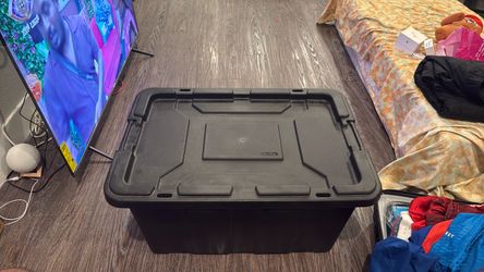 Sterilite Black Plastic Storage Bin with Lid