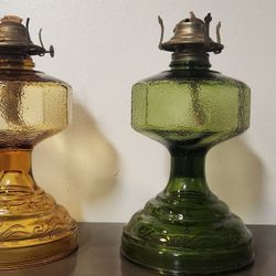 Vintage Amber&Emerald Oil Lamp