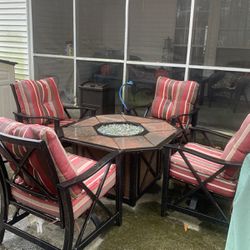 Outdoor Fire Pit And Patio furniture Set