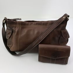 Fossil Pebbled Leather Satchel w/Matching Wallet