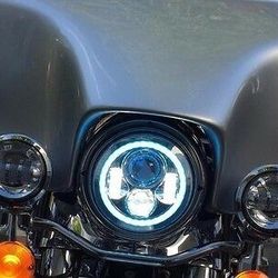 Harley Davidson LED Headlight With Blue Halo DRL