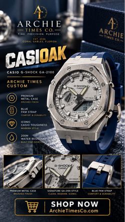 CasiOak G-Shock GA-2100 Custom Mod – Metal Case & Blue FKM Strap