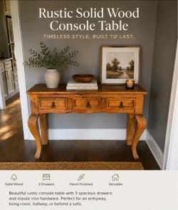 Rustic Solid Wood Console Table