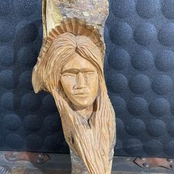 Hand Carved Indian Statue - Signed