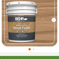 Brand new unopened BEHR Deck Plus Transparent Waterproofing Wood Finish