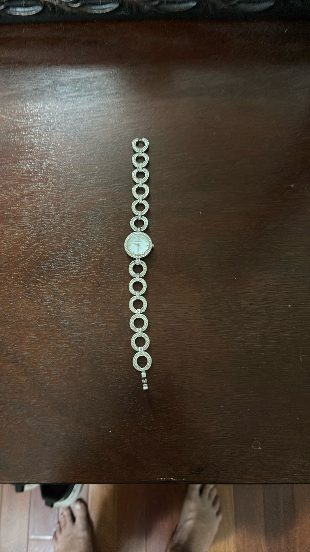 Womens Bulova Stainless Steel and Crystal Fashion Watch