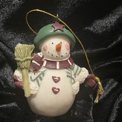 Vintage Porcelain Snow Girl Christmas Ornament