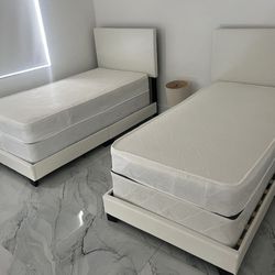Twin Size Bed Frame With Mattress Two Sets Bed With Mattress 