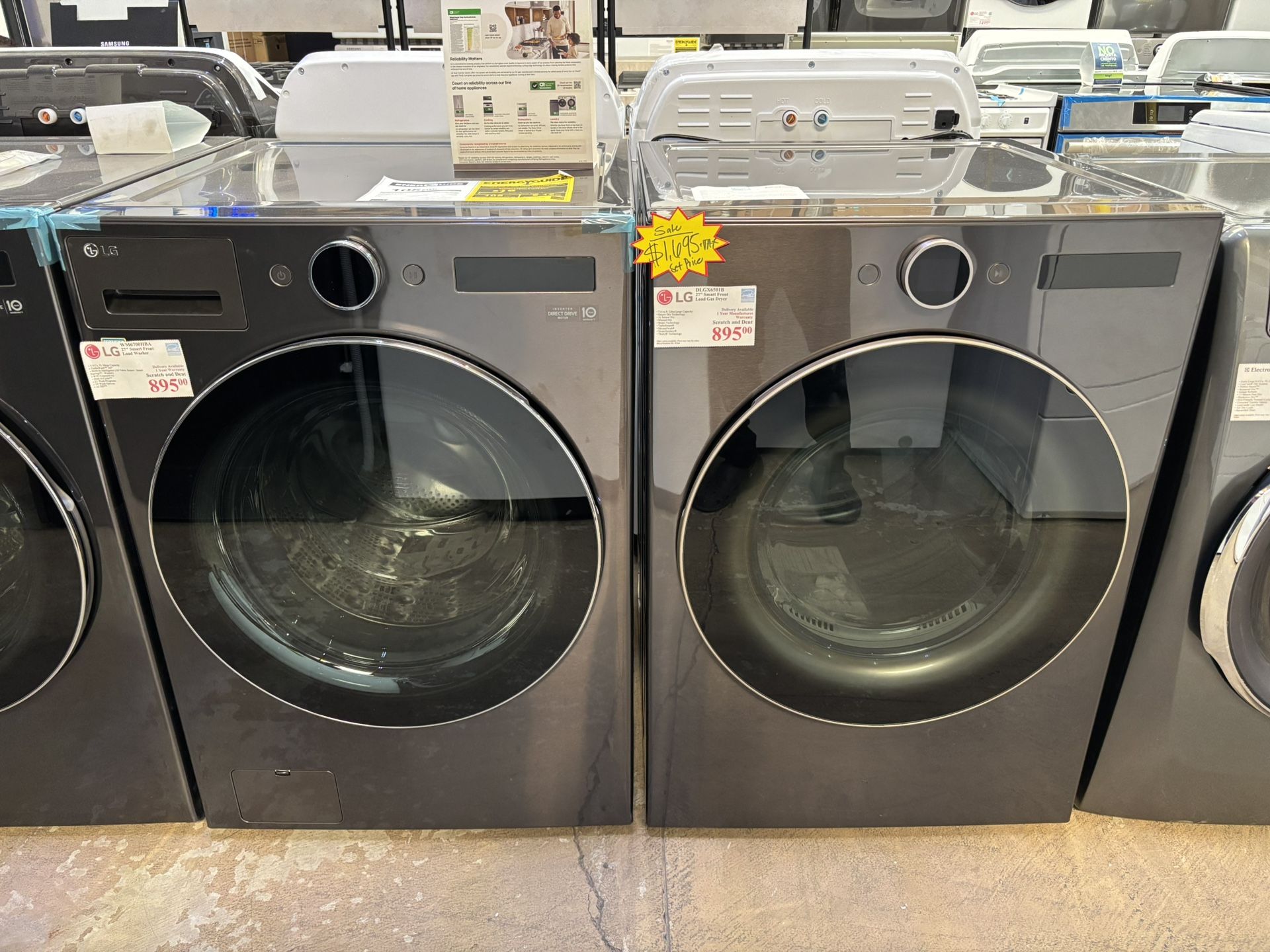 New Lg Front Load Washer & Gas Dryer