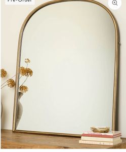 Large Arched Mirror with Gold Frame