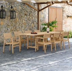 BRAND NEW Extendable Oval Deluxe Outdoor Furniture 11 Piece 100% FSC Certified Teak Wood Dining Set