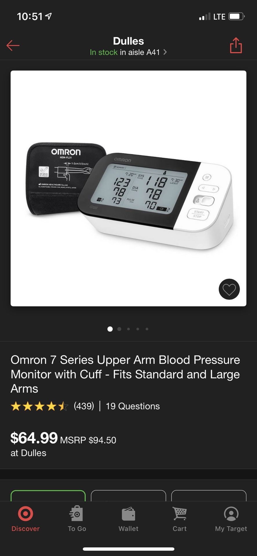 New Omron Blood Pressure Monitor 