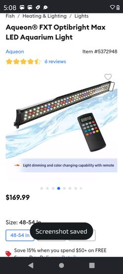 Aqueon optic bright led light 2 sizes 48-54"  $80 and 30-36"  $60 or both  $125