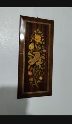 VINTAGE INLAID ITALIAN WALL ART 13.5 "× 6"