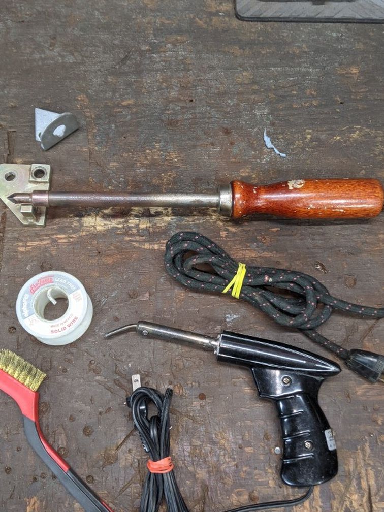 Vintage Solder Iron And Solder Gun W/Solder And Wire Brush