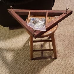 Hanging Walnut Pot Rack W/hooks