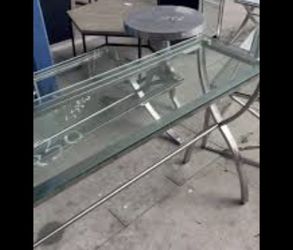 Glass 2 Pieces Coffee Table One Long Table