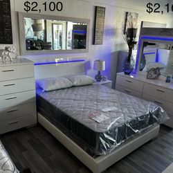 Bedroom set With LED. We Have Finance options Available!