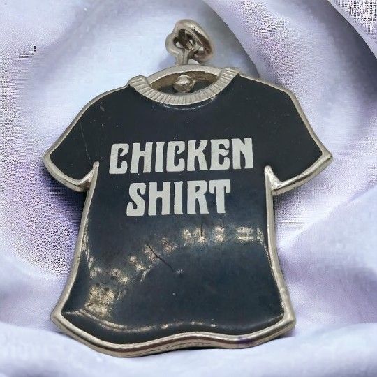 Vintage Chicken Shirt pendant from keychain, missing Keychain ring
