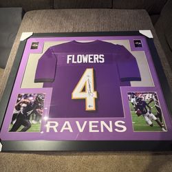Zay Flowers Signed (Framed) Jersey (Brand New)