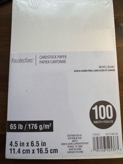 Title Sheets Recollections 65 Ib White Cardstock Paper, 100