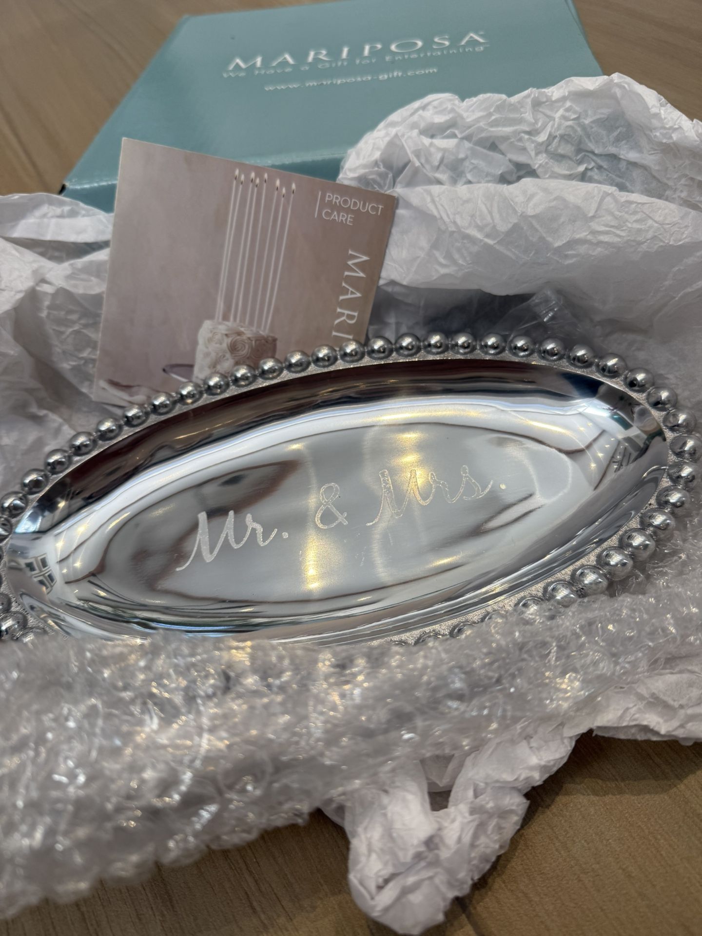 Wedding beaded pewter tray