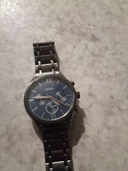 Fossil Chronograph Watch Silver Blue Dial