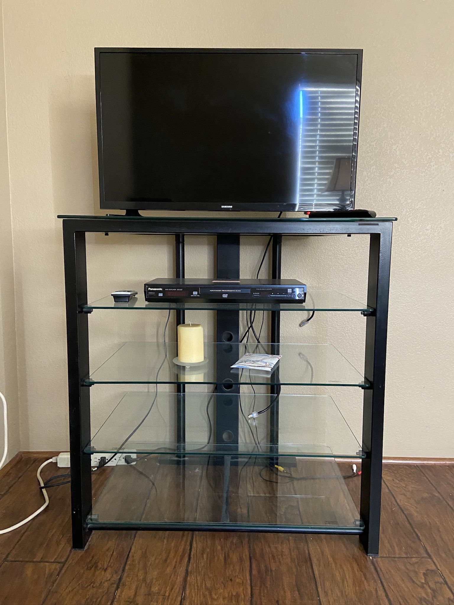 TV, TV stand, and DVD Player
