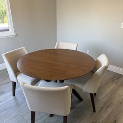 4 Seat Round Modern Dining Table Set 