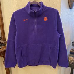NIKE Women Purple Embroidered Dog Paw 1/2 Zipped Fleece Sweatshirt Size Medium