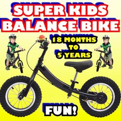 Super Kids Balance Bikes Boys Girls New In Box 