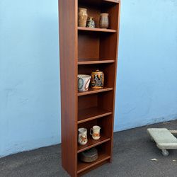 Danish Modern tall and narrow teak bookcase