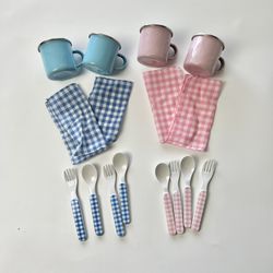 Kids Enamal Tin & Plastic Mug and Utensil Picnic Set