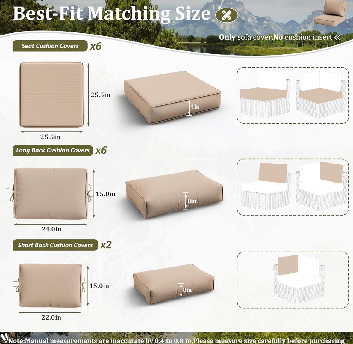 14 Pcs Outdoor Cushion Slipcovers All-Weather Patio Cushion Covers