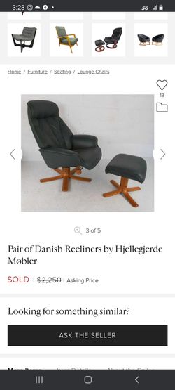 Danish Reclining Desk Chair by Hjellegjerde Made in Norway
