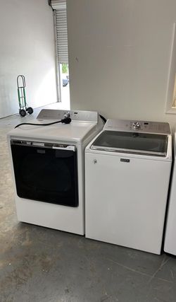 Maytag Top Load Washer + Electric Dryer Set – Glass Lid, White