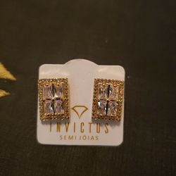  18kt gold earrings with rhodium stones