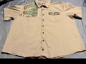 Men's Hunting Button-Up Shirt with Camo Panels