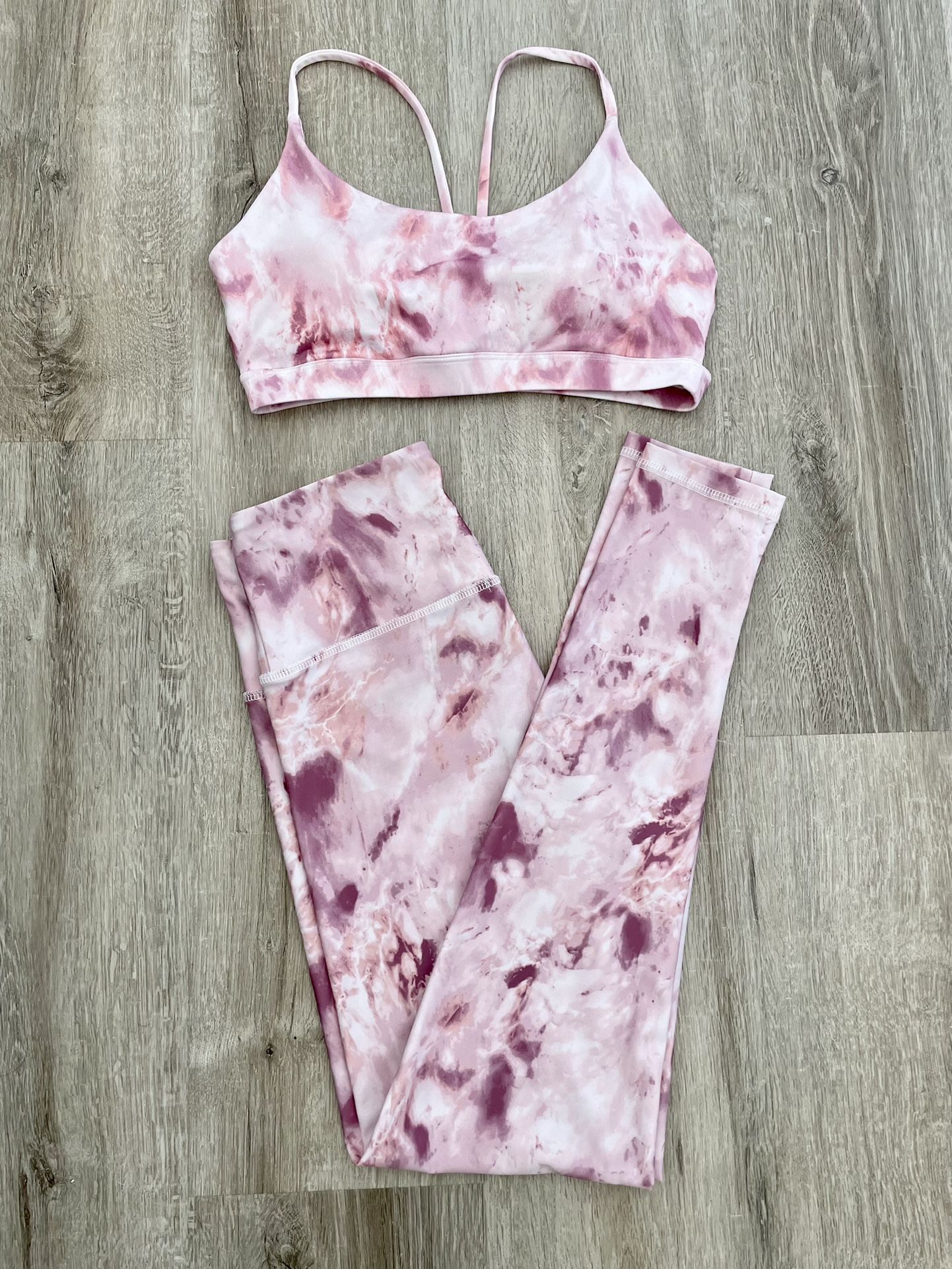Forever 21 Pink Marble Workout Set Top M Bottom S