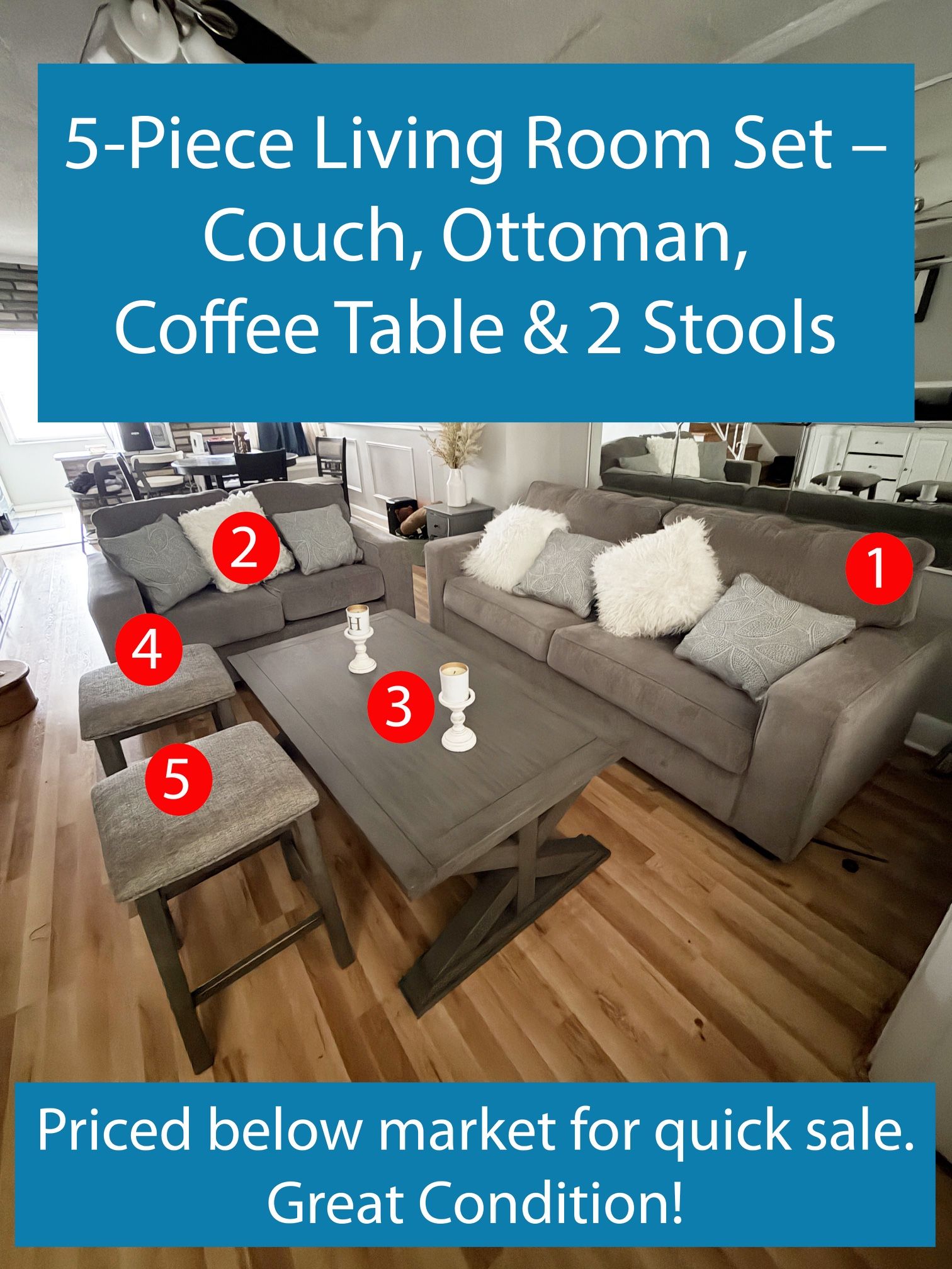 5-Piece Living Room Set - Excellent Condition 