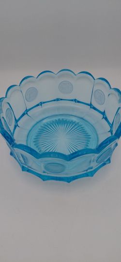 Beautiful Vintage Turquoise Fostoria Glass Bicentennial Coin Bowl